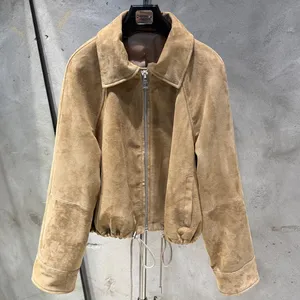 Vestes en daim <span class=keywords><strong>aviateur</strong></span> surdimensionnées pour femmes manteau en cuir de <span class=keywords><strong>mouton</strong></span> véritable vestes en daim pour femmes - Product Image 1