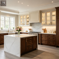 Armoires de cuisine modernes de luxe sur mesure de style Shaker avec îlot, armoires de cuisine classiques en bois de style américain, ensemble d'armoires en bois