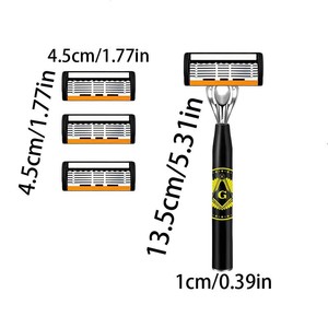 G Type Manual Razor Handle With 6 Layer Blades Stainless Steel For Men Face Shaving - Product Image 4