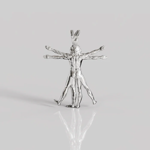 Colgante Infantil de Plata de Ley con Circonita, Diseño Vitruviano Premium, con Lujosa Bañatura de Oro Blanco de 18K, Estilo Hindú - Product Image 1