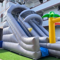 Toboggan aquatique gonflable en PVC commercial avec piscine à jets d'eau, toboggan géant pour enfants et adultes, équipement de parc aquatique extérieur
