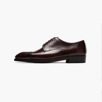 Chaussures habillées formelles pour hommes en cuir véritable, antidérapantes, à lacets, bout rond, semelle en caoutchouc marron, toutes saisons T01702 - Grande Vente