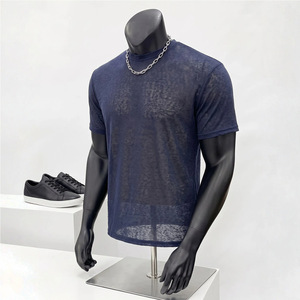 T-shirt Homme Col Rond Manches Courtes Gris Heather Coupe Ajustée Style Streetwear Usage Quotidien Respirant Effet Lin Uni - Product Image 3