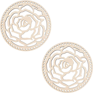 Tailai Round <strong>Wooden</strong> Macrame Basket Base Laser Cut Intricate Pattern Weaving Bottom for DIY Macrame Plant Hanger Storage Baskets - Product Image 4