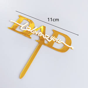 Décoration de gâteau joyeux <span class=keywords><strong>anniversaire</strong></span>, en acrylique, pour fête, carte des pères, amour, Cupcake, fournitures de fête - Product Image 2