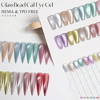 HEMA TPO FREE Vernis Gel Effet Œil de Chat Perles de Verre Légères 10 Couleurs Gelée Haute Qualité 9D Cristal UV Kit de Vernis à Ongles en Gel