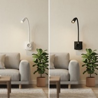 Lampe murale de lecture à intensité variable CCT réglable avec prise européenne pour hôtel, lampe de chevet LED intérieure pour la lecture, lampe de table de nuit pour protéger les yeux
