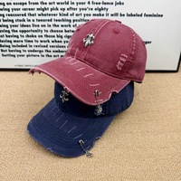 Gorra de Béisbol Fleur De Lis Desgastada para Hombre y Mujer, Gorra Negra Vintage con Parche de Pin de Seguridad, Estilo Urbano Hip Hop Ajustable