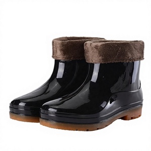 PVC Keep Warm Rain Boots Villi Lining Light Weight Waterproof Slip-resistant Cold-proof Durable New Design Ankle Outdoor Unisex - Product Image 2