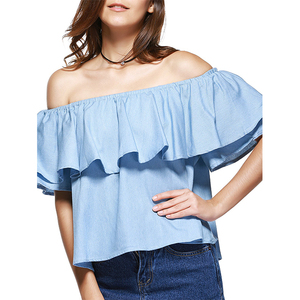 Camicette da donna Casual con ciuffo di prodotti estivi all'ingrosso camicette da donna con <span class=keywords><strong>spalle</strong></span> <span class=keywords><strong>scoperte</strong></span> personalizzate camicie alla moda nuove camicette modeste - Product Image 1