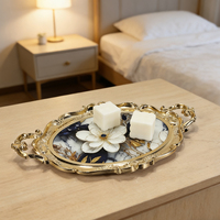 Plateau de service de luxe en gros pour bijoux, plateau décoratif à bordure dorée, plateau de service élégant, présentoir à bijoux
