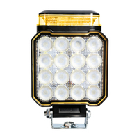 Barre lumineuse d'avertissement LED carrée de 4 pouces, lampe de travail clignotante, 16 perles ambre et blanches pour camion et remorque