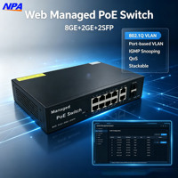 Switch Gigabit PoE de 8 Puertos con Gestión Web + 2 Uplink + 2 SFP, 120W, QoS, VLAN, Apilable, Carcasa Metálica para Cámaras IP AP-3348GE