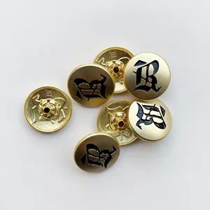 Kancing kustom logo emas merek pengencang pakaian aksesoris tekan paduan logam kancing jepret