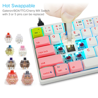 SKYLOONG GK68 SK68 68 Tombol Keyboard Mekanik pink Hot Swappable Rgb Backlit Typewriter 65% Keyboard