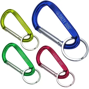 High Quality Colored Aluminum D Shape Key Ring Custom Logo Snap Hook Carabiners For Key