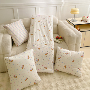 Seyana <b>Pillow</b> Blanket 40x40cm Unfolded To 105x145cm Pure Cotton Printed Plants And Flowers Design For Bed Or Sofa Use - Product Image 4