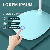 Lampe de table portable moderne rechargeable à LED sans fil en plastique, intensité réglable sur 3 niveaux, contrôle tactile, protection des yeux