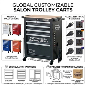 OEM 5 Drawer Metal Barber Salon Tool Cabinet Rolling Storage Cart With Socket and <b>Hair</b> Dryer Holder LXD-244071 5-Drawer Design O - Product Image 3