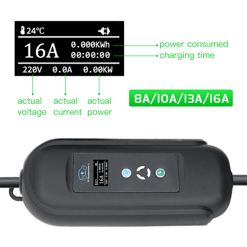 CEBEA-Ausgangsladegerät 11KW tragbares EV Ladegerät 8A10A13A16A Modus 2