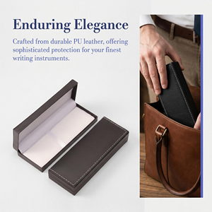 Customized High-end Watch <b>Strap</b> with Top and Bottom Cover, Black Leather Stitched Watch Case, Plastic Velvet Storage Box - Product Image 2