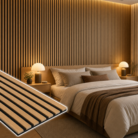 Panneaux acoustiques muraux en bois, lattes Akupanel, insonorisants, réduisant le bruit, écologiques, décoratifs pour café et restaurant
