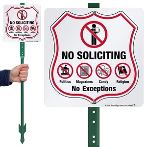 Letrero Humorístico de Prohibido Solicitar, Placa de Advertencia Duradera con la Frase 'No Política, Revistas, Dulces, Religión' para el Hogar - Product Image 2