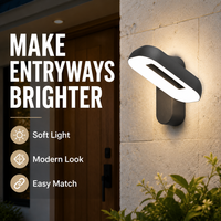 Applique murale LED de jardin 18W, design moderne extérieur, faible éblouissement, effet d'éclairage doux pour entrée de maison et extérieur de bâtiment