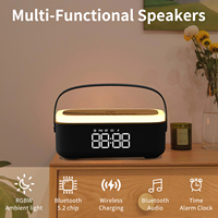 Stasiun Pengisian Daya Nirkabel Pintar dengan Speaker Multifungsi, Jam Alarm, Pengisian Daya Ponsel, Musik, dan Lampu Ambient