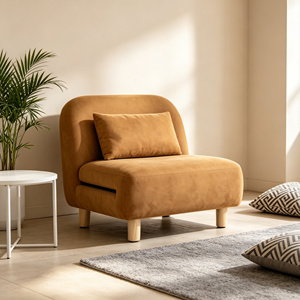 Orange Foldable <strong>Sofa</strong> <strong>Bed</strong>, 2-in-1 Convertible <strong>Single</strong> Chair <strong>Bed</strong> for Small Space Living Room Bedroom - Product Image 2