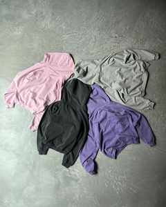 Sudadera con capucha extragrande de algodón pesado con lavado ácido y efecto desgastado, con cremallera, estilo vintage, personalizable con logotipo bordado. - Product Image 4