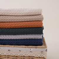 Couverture bébé en coton gaufré de couleur unie, super douce, écologique, bleu foncé, de haute qualité, avec logo personnalisé