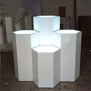 Modern Commercial Boutique <strong>Display</strong> Case Wooden <strong>Lacquered</strong> MDF Hexagonal Exhibition Stand Luminous Light Glass <strong>Table</strong> for Museums - Product Image 6