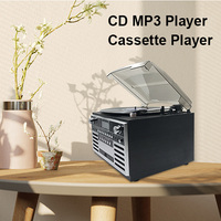 Plateau en bois 8 en 1 de 10 pouces, lecteur d'enregistrement en vinyle, Cassette AM/FM, Radio, enregistrement vers CD