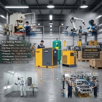 Compresseur d'air rotatif industriel à vis haute efficacité 37KW 50HP 4,9-6,8 M3/min, 173-240 Cfm, 7-13 bar pour la fabrication automobile