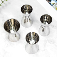 Jigger de bar double face en acier inoxydable SS304, 30+60 ml, finition miroir haute brillance, avec graduations internes