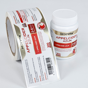 Impression d'étiquettes d'emballage en papier mat, autocollants métalliques imperméables pour les étiquettes de bouteilles de compléments vitaminiques - Product Image 1