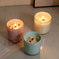 Lilin Pilar Mewah Buatan Tangan dari Lilin Kedelai dengan Kristal Batu dan Bunga Kering untuk Dekorasi Rumah Ramadan Natal Yoga/Meditasi Bar