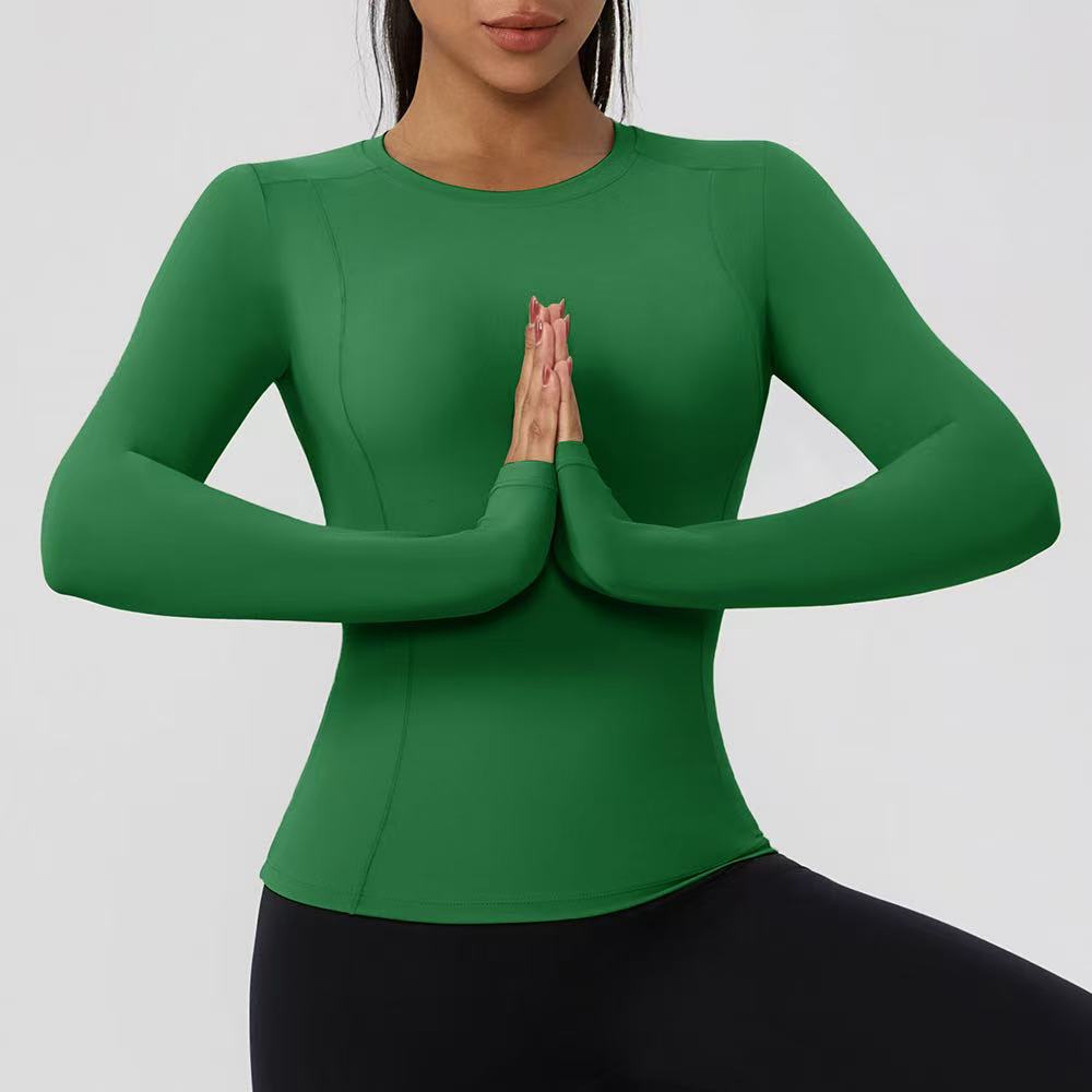 Custom Lulu Long-Sleeved Gym Tops Breathable and Quick-Drying Lightweight Four-Way Stretch Yoga Crew Neck Top