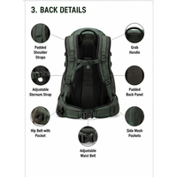Sac à dos de randonnée imperméable 34L personnalisé, multi-couches, pratique, pour l'aventure en plein air