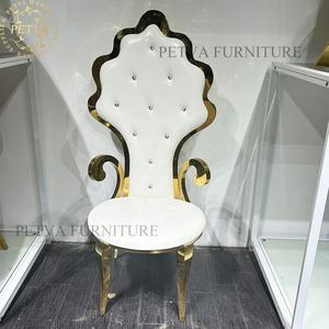 Oro inoxidable Hotel silla con respaldo Alto Rey silla novia novio boda trono sillas para boda - Product Image 2