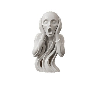 Ornement artistique créatif Scream, sculpture fluide abstraite moderne imprimée en 3D en PLA, décoration minimaliste pour la maison et le bureau - Product Image 4