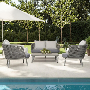 Conjunto de Jardín Europeo Clásico de Lujo, Elegante Sofá de Exterior Estilo Cuerda, Colección Elegante de Muebles de Jardín para Hoteles - Product Image 1