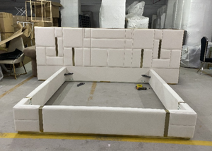 Cama com Cabeceira Grande de Tecido, <span class=keywords><strong>Design</strong></span> Luxuoso e Moderno, Cama King Size - Product Image 3