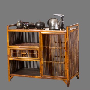 Bamboo Tea Cabinet With Storage Shelves And Drawer For Tea Ceremony Home Furniture Display Rack - Product Image 1