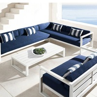 Ensemble de canapés de jardin modernes en alliage d'aluminium, imperméables et résistants aux UV, pour balcon, bureau de vente et salle d'exposition, mobilier d'extérieur