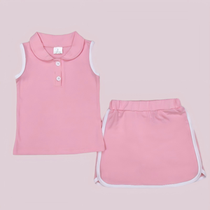 Conjunto de Ropa para Niñas Pequeñas, Estilo Coqueta, con Lazos Rosas y Volantes, Manga Corta y Pantalones Cortos, Venta al Por Mayor, Nueva Llegada, Gran Oferta - Product Image 2