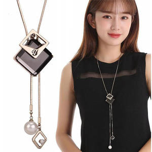 Moda takı kolye bireysel karakter sözleşmeli kadınlar için geometrik rhomboid fringe uzun kazak zincir kolye - Product Image 5