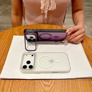 Custodia per iPhone 17 Pro Max con supporto magnetico in metallo per obiettivo, cover traslucida antiurto per iPhone 16, colore Arancione Cosmico - Product Image 4