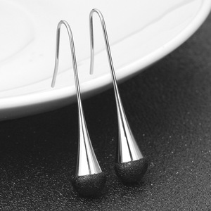 Pendientes colgantes con forma de gota de agua, de acero inoxidable, 40 mm, dos tonos, pendientes de moda para mujer, accesorios de joyería. - Product Image 3